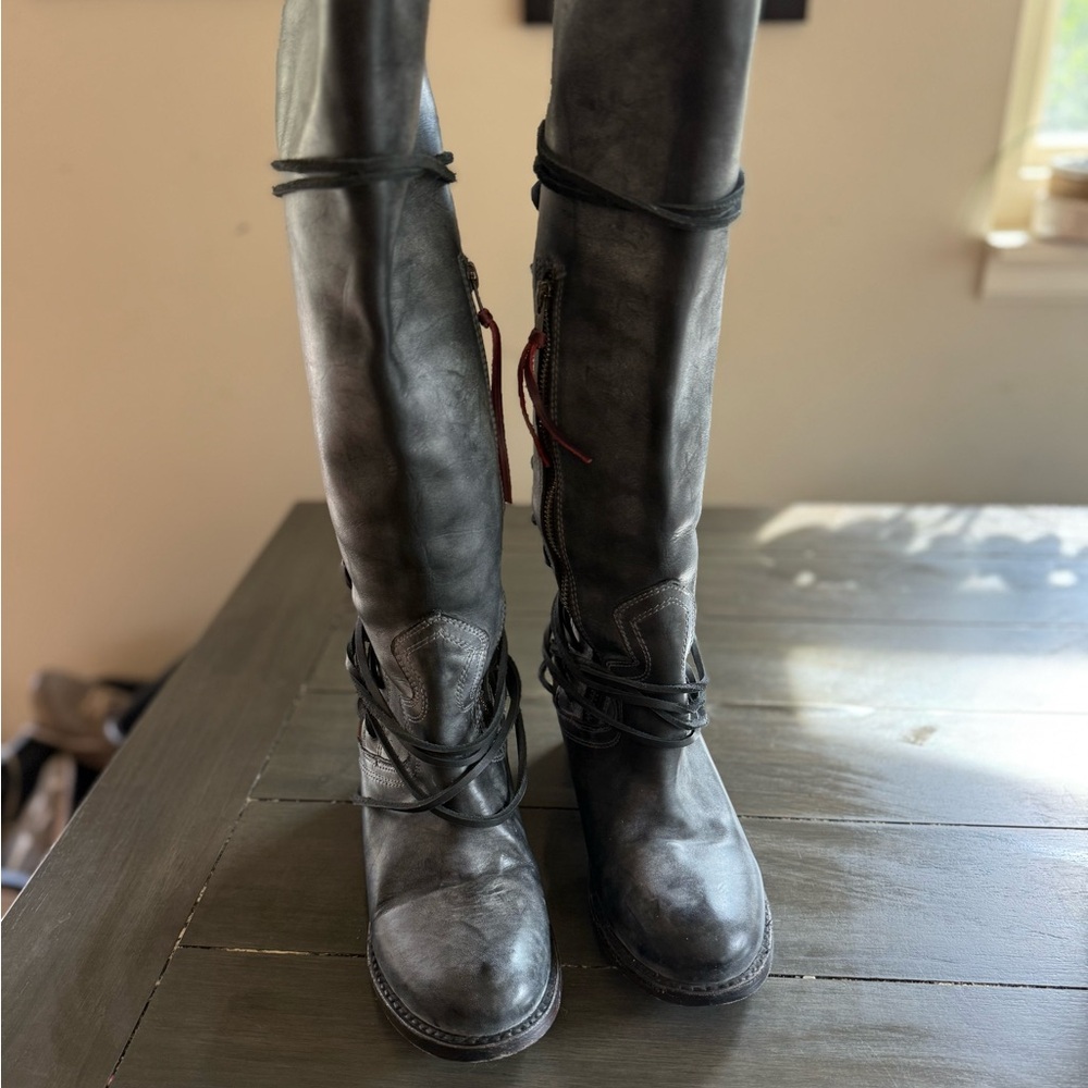 Freebird Coal Grey and Red Boots Size 7